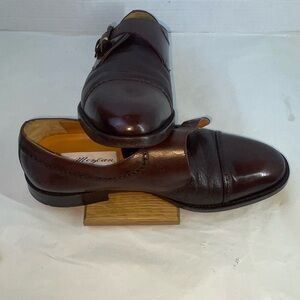 Mezlan Athens double monk strap cap-toe dress shoes in brown leather. 8 M